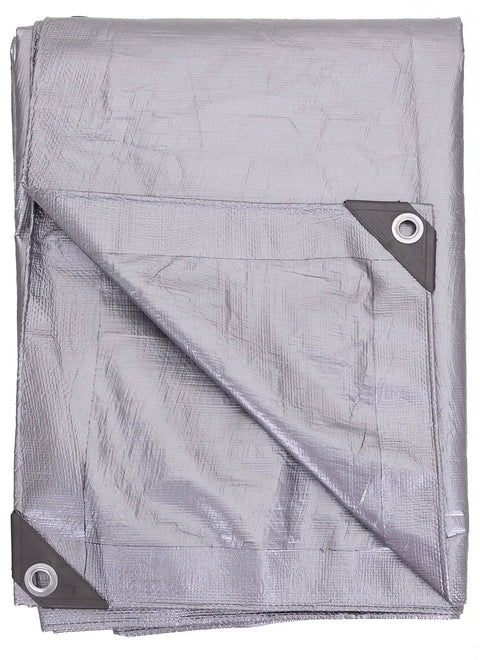 Heavy-Duty 30 x 40 Ft Waterproof Tarp Cover, 10-mil Multi-Use Tarpaulin With Superior Weave, Silver, reinforced corners, grommets