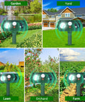 Solar Ultrasonic Animal Repellent Dual Action With Motion Sensor And Flashing Light Keeps Critters Like Squirrels Raccoons And Rabbits Out Of Your Yard And Garden Outdoor 2 Pack on stake
