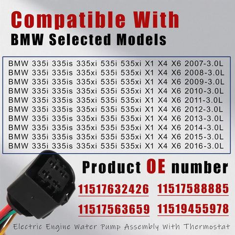 Compatible Models for Heavy Duty Electric Water Pump And Thermostat A Hella Smooth Cooling Upgrade for BMW vehicles.