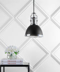 Industrial Iron Dome Pendant Light 10 Inch Black Chrome Finish Adjustable Hanging Fixture for kitchen or entryway view