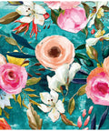 Easy Peel And Stick Floral Wallpaper Teal And Pink For Bedroom And Nursery Removable Textured Wall Cover with vintage flower design