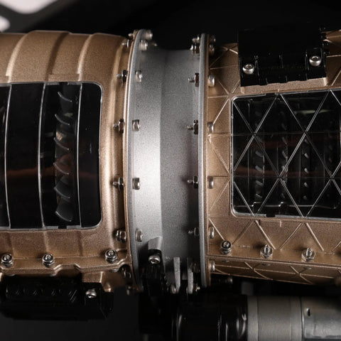 Close-up of the Kickass Metal Turbofan Engine Model Kit For Aviation Buffs 1 10 Scale with intricate detailing.