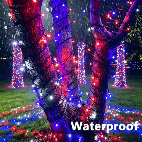 164Ft 500LED RGB String Lights Outdoor With Remote Timer Memory Waterproof For Indoor Outdoor Yard Garden Decor Patriotic 24 Colors 8 Modes Perfect For Fourth Of July Memorial Day Christmas Halloween