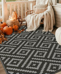 Durable 5x8 Outdoor Rug For Patio And RV Use, Waterproof Reversible Plastic Mat with pumpkins on a porch