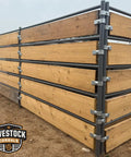 Heavy Duty Galvanized Horse Panel Clamps Fit 1 5 8 Inch Livestock Corral Fencing Attaches Wood Boards To Round Pens And Stall Walls No Weld Barn Setup Quick No Sweat Install 8 Pack used in wooden corral.
