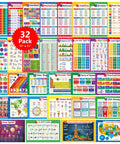 Educational Poster Bundle For Kids With 32 Laminated Posters Covering Multiplication Division Addition The Periodic Table USA Map