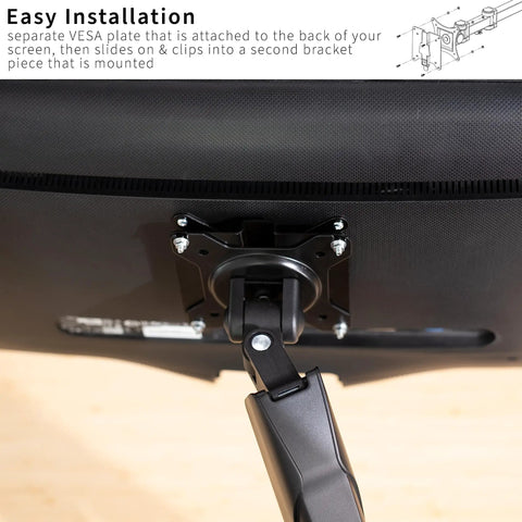 Hassle Free Quick Release VESA Mount Adapter Bracket Kit With Removable Plate For LCD Monitors And TV Screens showing easy installation on the back of a monitor.