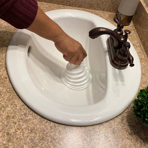 Mighty Tiny Plunger for Tight Bathroom and Kitchen Sinks, RV Ready, No Fuss Quick Unclogs With Patent Pending Design for Maximum Push Pull Action in Narrow Drains, Compact Tool to Clear Clogs Fast, White