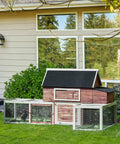 Customizable Outdoor Chicken Coop With Nesting Box And Ramp 114 Inch Wooden Hen House Double Run Poultry Pen in garden
