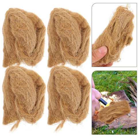Image of 4 Piece Jute Flame Starters Quick Ignition Reusable Outdoor Fire Starters for camping and emergency use.