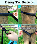 Versatile Camping Hammock For One Or Two Portable And Lightweight Includes Two Tree Straps And Built In Carry Bag Totally Great For Outdoor Indoor Beach And Camping Supports Up To 400 Lbs Easy Setup And Tree Friendly Straps being set up with tree straps
