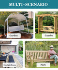 Outdoor Bench Cushions 48 By 18 Inch Thick Waterproof Porch Swing Cushions With Ties Navy For Patio Furniture UV FadeShield Tech 5 Year Colorfast Weatherproof And Durable displayed in garden, gazebo, sunlight room, and park settings.