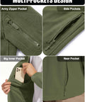 Men's Tactical Fleece Lining Jacket with multiple pockets design, including army zipper pocket, side pockets, big inner pocket, and near pocket.