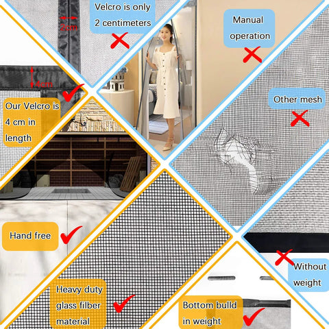 Comparison chart for Heavy Duty Magnetic Garage Screen Door For 2 Car Garage 16 By 8 Feet Built Tough From Fiberglass Mesh.