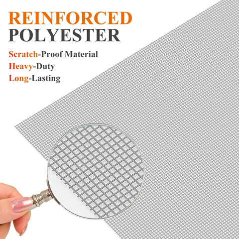 Two Pack Window And Door Screen Replacement Kit With 48 Inch By 99 Inch Screens Includes Retainer Spline And Press Fit Roller Tool 65.6 Feet Total Scratch Proof Polyester Mesh For Patio And Pet Friendly Grey