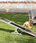 Dog using Wooden Dog Agility Seesaw For Backyard Play And Training, Weatherproof Outdoor Exercise Toy With Stable Triangular Base