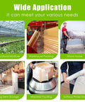 Collage showing Industrial Strength Plastic Wrap Roll 1000 Ft 60 Gauge 15 Inch Wide Clear Stretch Film With Handles for multiple uses
