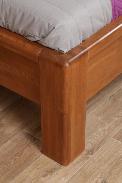 Heavy Duty Knockdown Connectors For Super Slick Furniture Assembly Beasty Metal Hardware With Quick Release Hex Bits No Sweat DIY Cabinet Joinery And Leg Mounting 10 Pack Bundle close-up on wood bed frame corner with mattress.