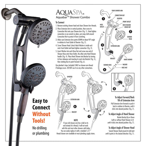 High Pressure 48-Mode Luxury 3-Way Shower System With Adjustable Extension Arm, Dual Rain And Handheld Heads, Oil Rubbed Bronze