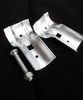 End Rail Tee Clamp Set One And Three Eighths Inch By One And Three Eighths Inch Galvanized Steel With Nut And Carriage Bolt on black background