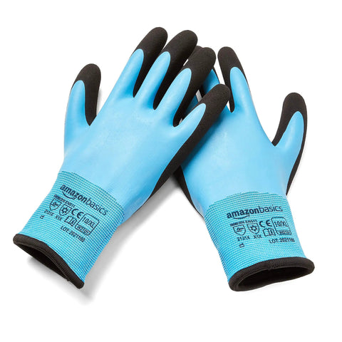 Durable Work Gloves With 15 Gauge Polyester And 10 Gauge Acrylic Double Shell Latex Fully Coated Palm Sandy Latex Grip Blue Size 9 Large
