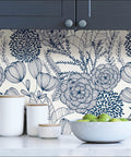 Navy Floral Peel And Stick Wallpaper From Secret Garden Pattern Safe For Walls No Mess Residue Free And Easily Removable Repositionable