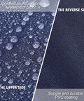 Close-up of Eight Piece Outdoor Cushion Covers Set With Zippers UV And Water Resistant Dark Blue Patio Slipcovers showing waterproof fabric