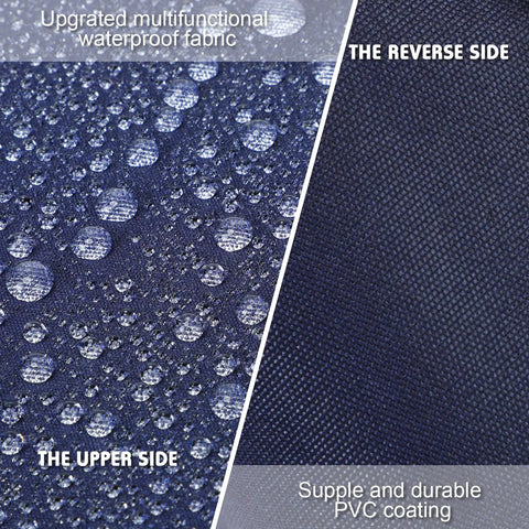 Close-up of Eight Piece Outdoor Cushion Covers Set With Zippers UV And Water Resistant Dark Blue Patio Slipcovers showing waterproof fabric