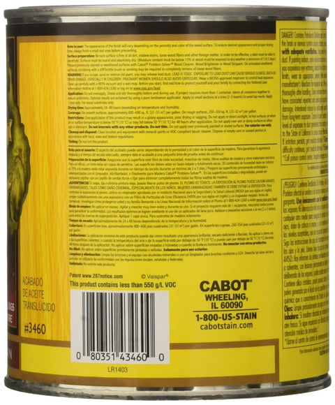 Back label of Australian Timber Oil Wood Stain And Protector Jarrah Brown Finish For Outdoor Wood Surfaces 1 Quart can
