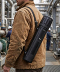 Slick Jhknnk Moisture Proof Welding Rod Storage Tube For Electrodes With Locking Lid, 14 inch black insulated tube carried on shoulder.