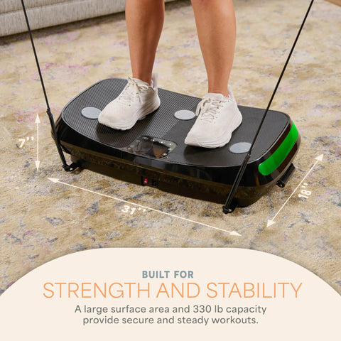 Person standing on Rumblex 4D Vibration Plate Exercise Machine With Triple Motor Oscillation and Linear Pulsation for home workouts