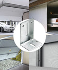 J6 Track Jamb Bracket Set For Garage Doors, Heavy Duty Replacement Hardware with 8 brackets, shown with garage door examples.