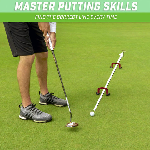 Golfer practicing with Align Putting Gates Practice Set With 3 Premium Metal Gates 2 Inch 3 Inch 4 Inch For The Green Or At Home