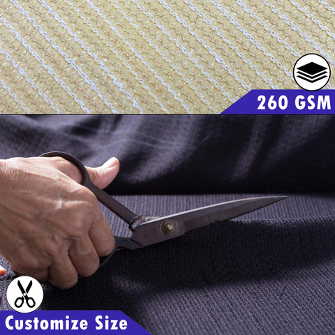Beige Pergola Sun Shade Canopy Replacement Cover 10 Ft By 18 Ft UPF50 Commercial Grade 260 GSM Cloth, fabric texture