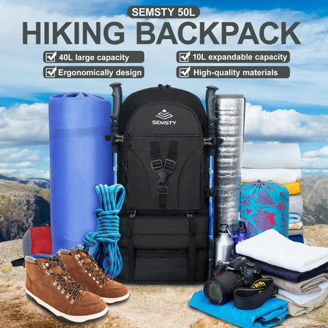 Expandable Hiking Backpack 40L To 50L For Men And Women Flight Approved Carry On Ready Travel Daypack Lightweight