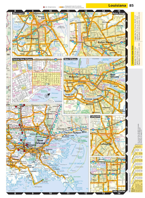 Large-Scale Motor Carriers Road Atlas For Truckers With 37 Percent Bigger Maps, Extra Large Type, Laminated And Stain-Resistant Pages, Tough Spiral Bind, 324 Pages Of State Routes And Comprehensive Coverage. Louisiana map page