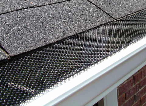 Lock-In Gutter Guard for 4, 5, and 6 Inch K-Style Gutters in Black Built Tough Powder-Coated Steel Debris Guard With Tight Expanded Mesh
