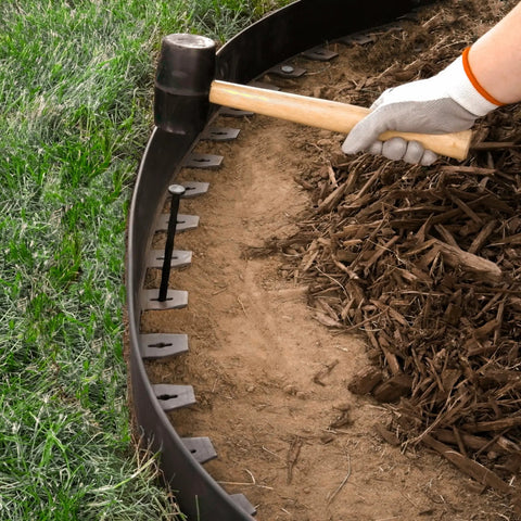 Installing Killer 4 Inch No Dig Landscape Edging Kit with 75 Foot Black Plastic Edging Coil and 64 Spiral Anchoring Spikes