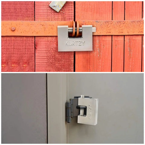 Heavy Duty 1kg Padlock with 5 Keys, Hardened Chrome Steel Monoblock Lock, 12mm thick shackle securing wooden and metal doors