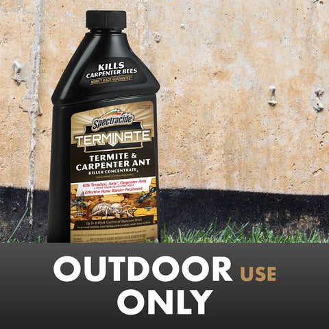 Termite And Carpenter Ant Killer Concentrate 32 Ounces Outdoor Barrier Spray For Home Defense Against Termites, Carpenter Ants, And Carpenter Bees Around Foundations, Woodpiles, Decks, Fences, Porches And More bottle