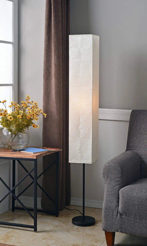 Netherlands Floor Lamp In Oil Rubbed Bronze Finish, Tall 62.5 Inch Stand Light With Cream Paper Shade in modern living room