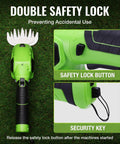 Double safety lock feature of 2 In 1 Cordless Grass Shear And Shrub Trimmer For Quick Hedge Shaping, Handheld Hedge Cutter