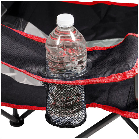 Foldable Canopy Chair With Retractable Sun Shade For Camping, Tailgating, And Outdoor Events, cup holder with bottle in mesh pocket