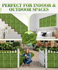Artificial Ivy Privacy Fence Screen Set 120 By 40 Inches With 12 Pack 20 By 20 Inch Panels on indoor wall and outdoor fence