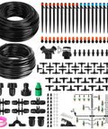 240 Feet DIY Automatic Drip Irrigation Kit with emitters, 5/16 and 1/4 inch tubing, connectors, and fittings for garden setup.