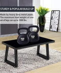 16 Inch Metal Table Legs Heavy Duty Trapezoid Style For Custom Benches Coffee Tables End Tables TV Stands And Nightstands Built Tough As Nails From Strong Steel Tubes For Modern Home Decor, supporting heavy kettlebells on a table.