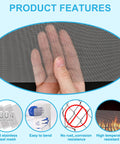 Set Of Four 13x9 Inch 20 Mesh Stainless Steel Wire Mesh Sheets 304 Rustproof Metal Screen held against a blue background