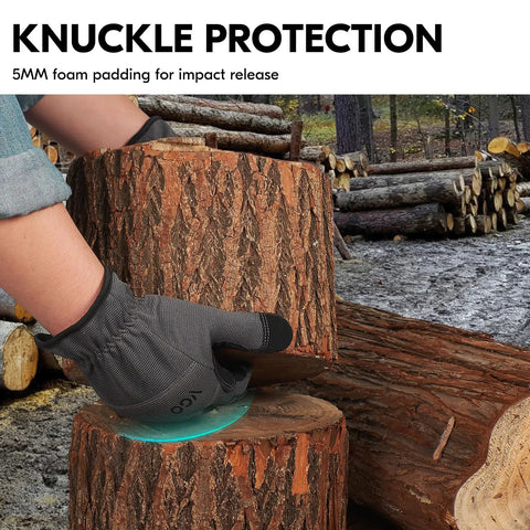 Person using 3 Pack Synthetic Leather Work Gloves For Light Duty Tasks in garden setting