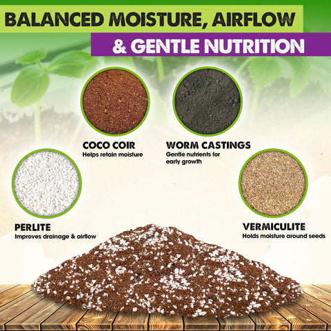 Ready To Use Seed Starting Soil Mix With Coco Coir, Perlite, Vermiculite, And Worm Castings, 8 Dry Quarts, Peat Free 4-In-1 Blend