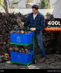Tough As Nails Heavy Duty Recycle Bin Cart With Aluminum Frame and Stainless Steel Hardware manages 400 lbs of wood logs.